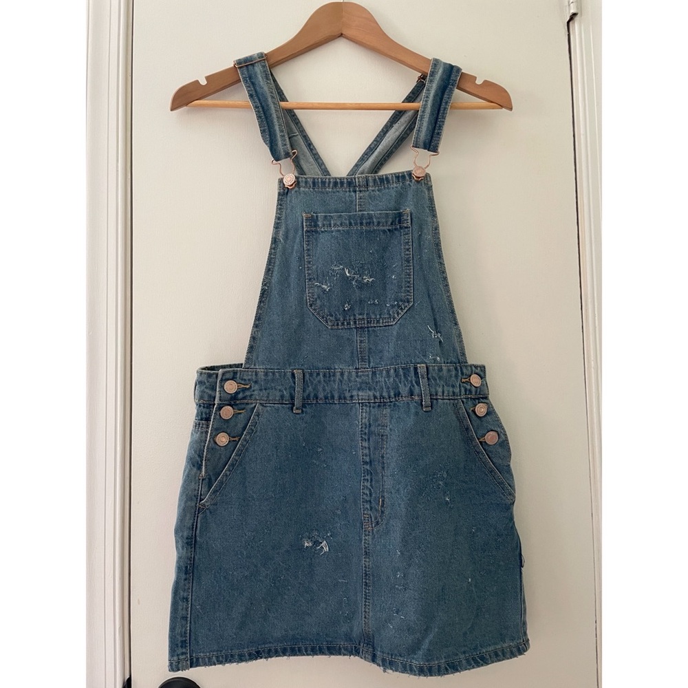 Distressed skirt overall’s
